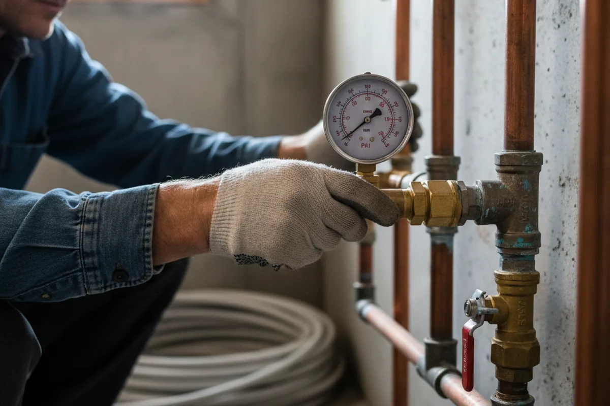 Pressure testing a repaired line during Water Line Repair in Yorkville